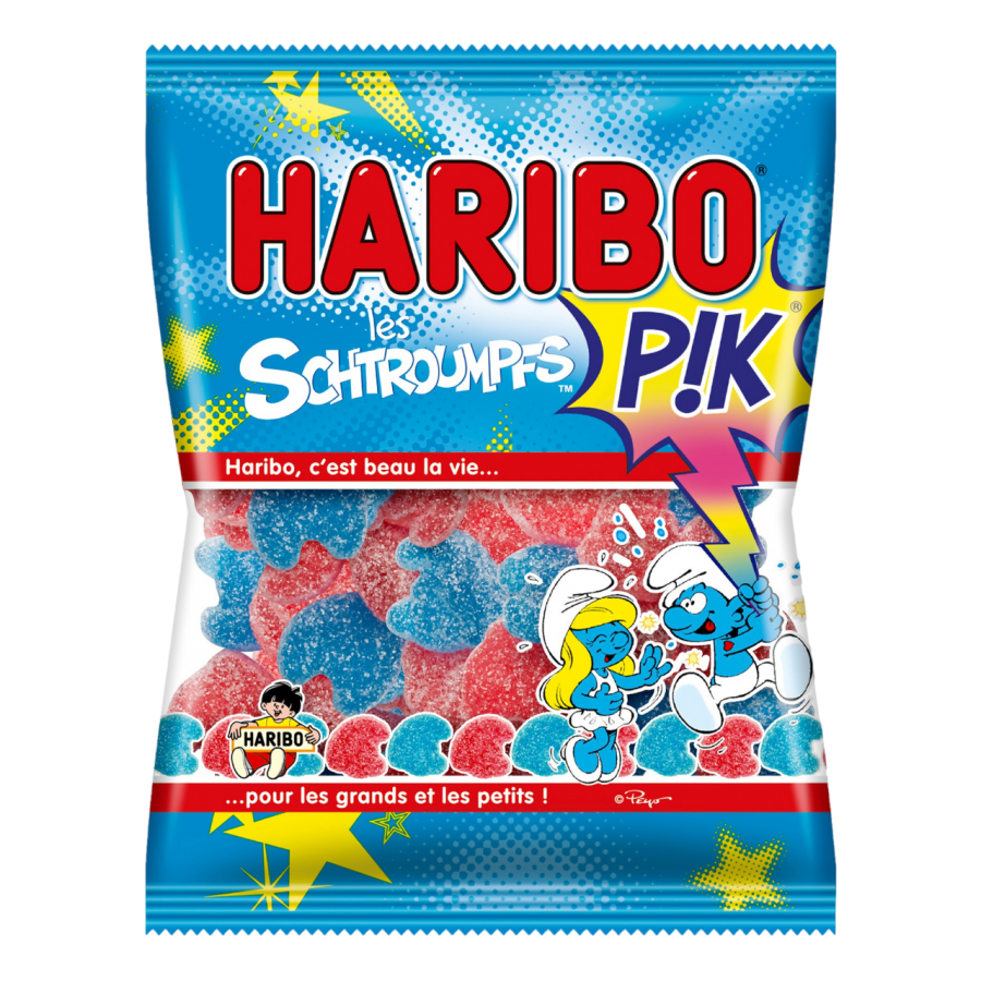 HARIBO, Les Schtroumpfs Pik Bonbons Gélifiés et acidulés Sachet Vrac 2 kg